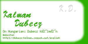 kalman dubecz business card
